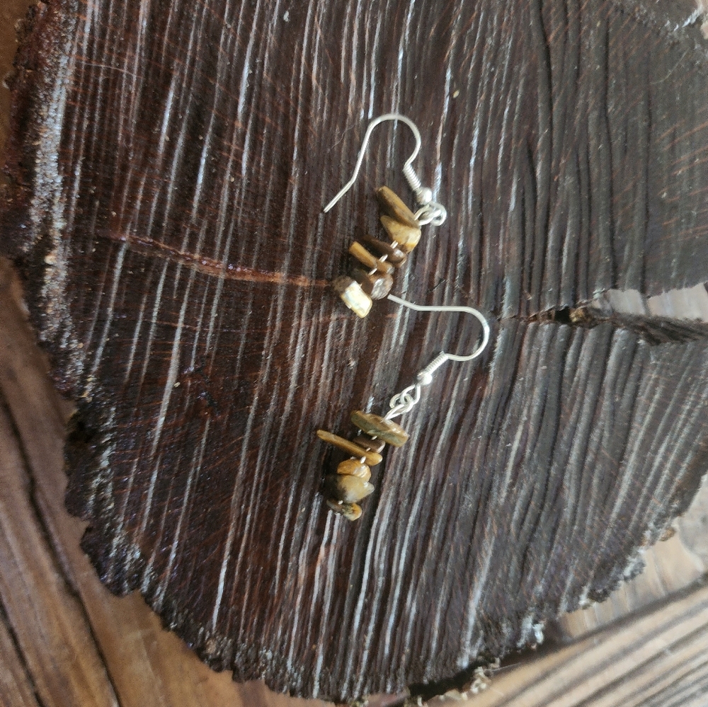 Handmade brown stone earrings